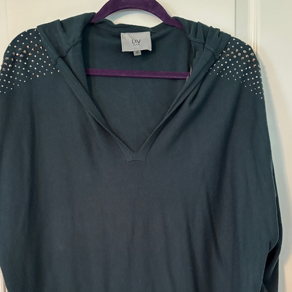 Lively Dark Gray Studded Hoodie Top